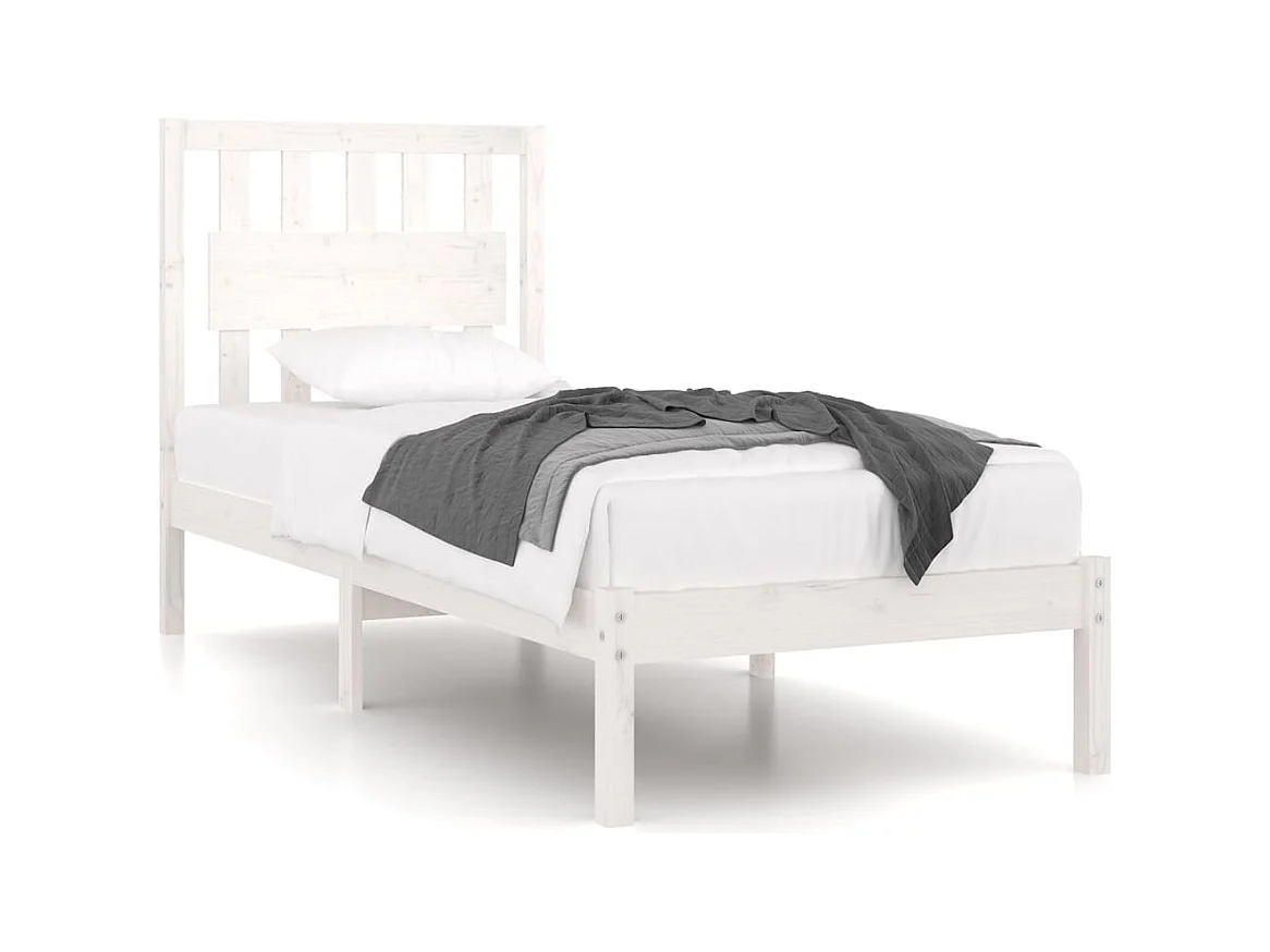 Cadre de lit sans matelas blanc bois massif
