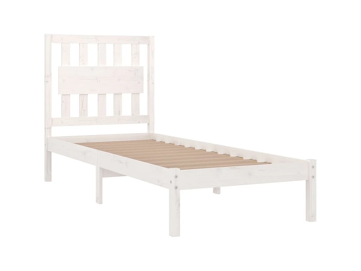 Cadre de lit sans matelas blanc bois massif