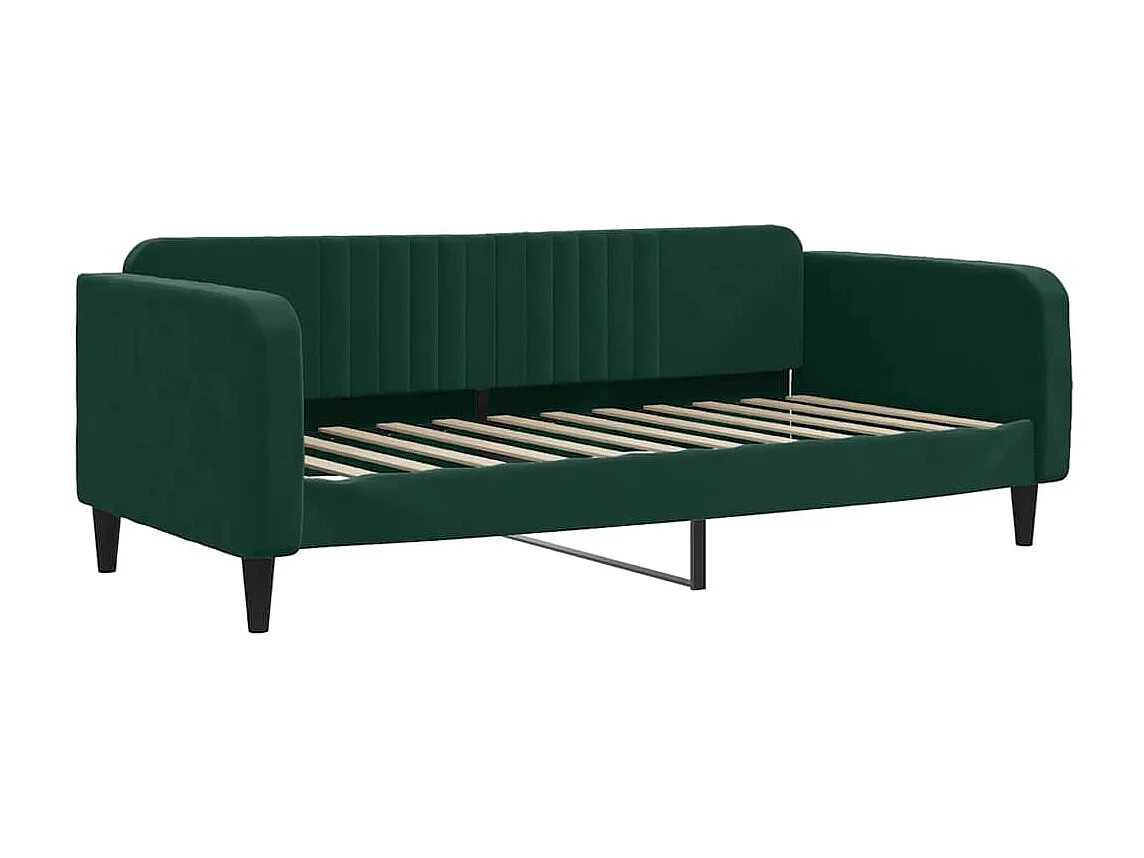 Divano Letto Estraibile Cassetti Verde Scuro 90x200cm Velluto