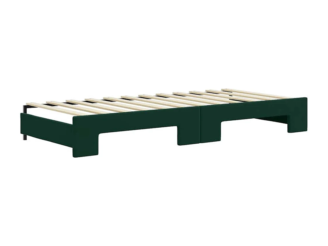 Divano Letto Estraibile Cassetti Verde Scuro 90x200cm Velluto
