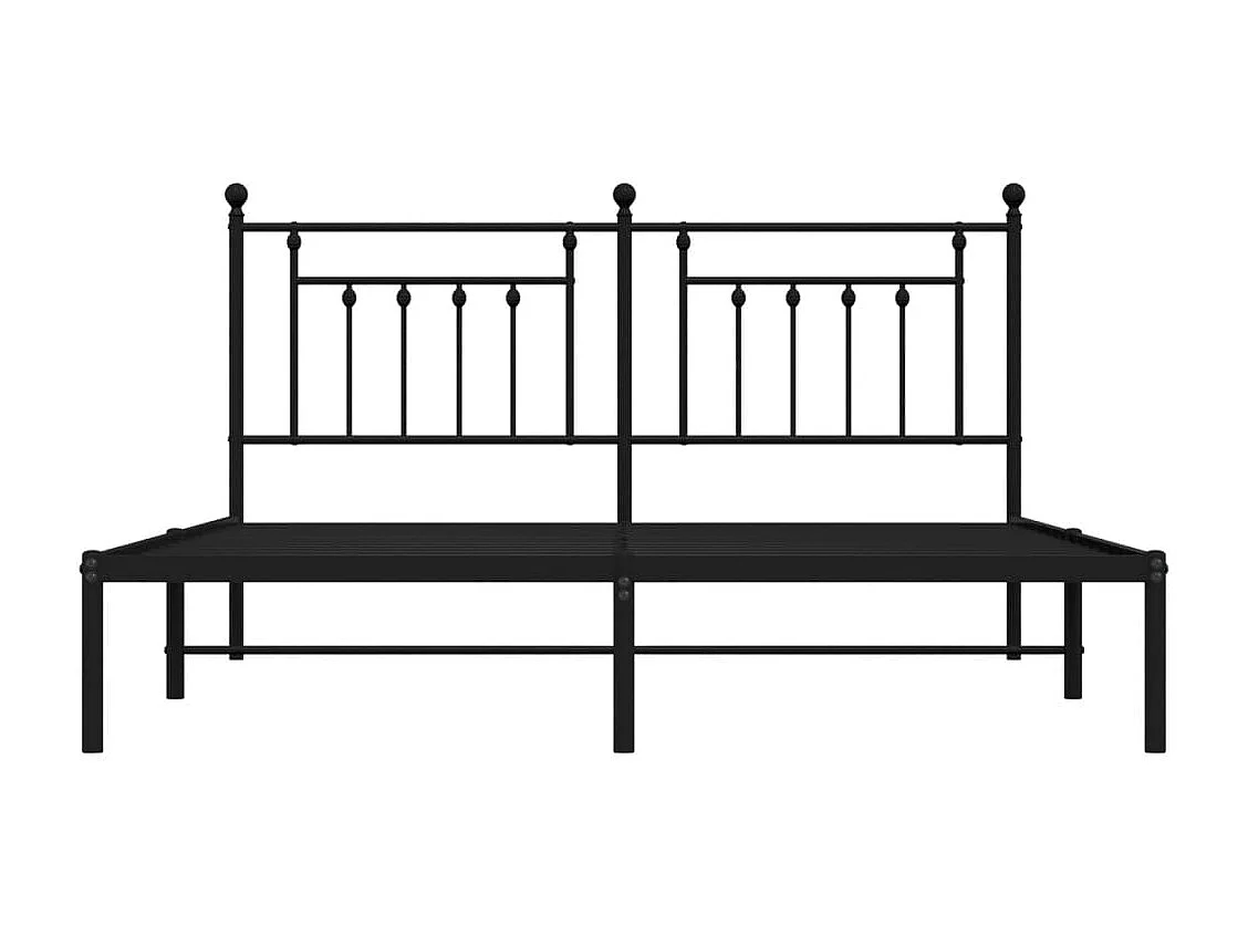 Bedframe met hoofdbord metaal zwart 180x200 cm