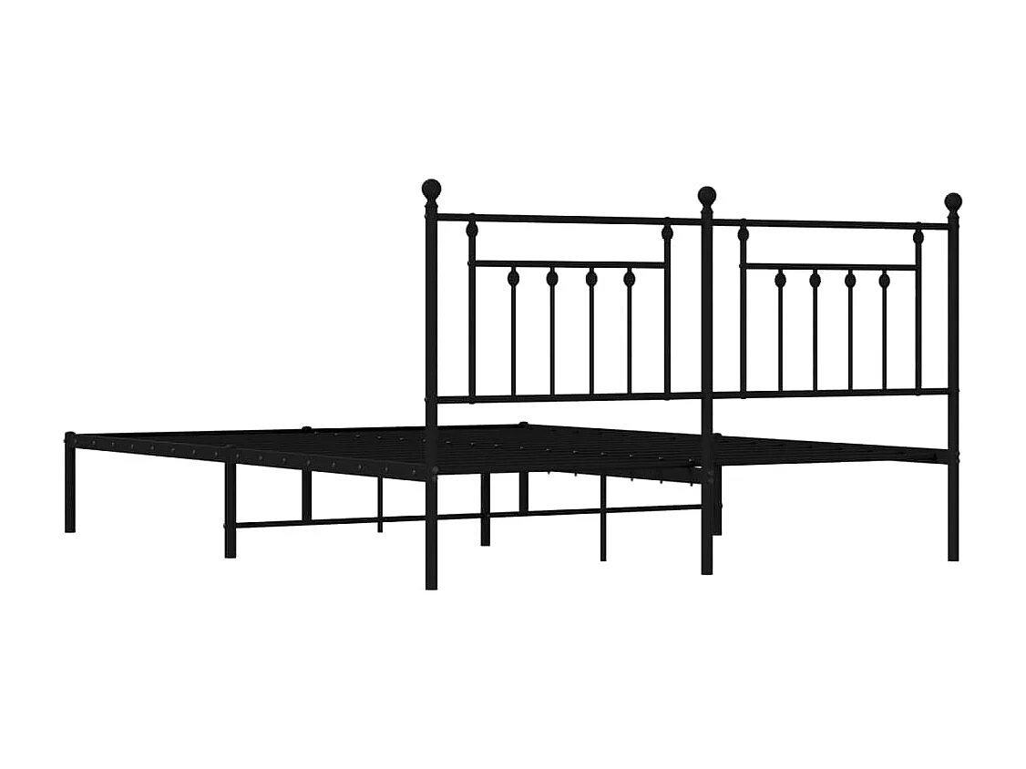 Bedframe met hoofdbord metaal zwart 180x200 cm