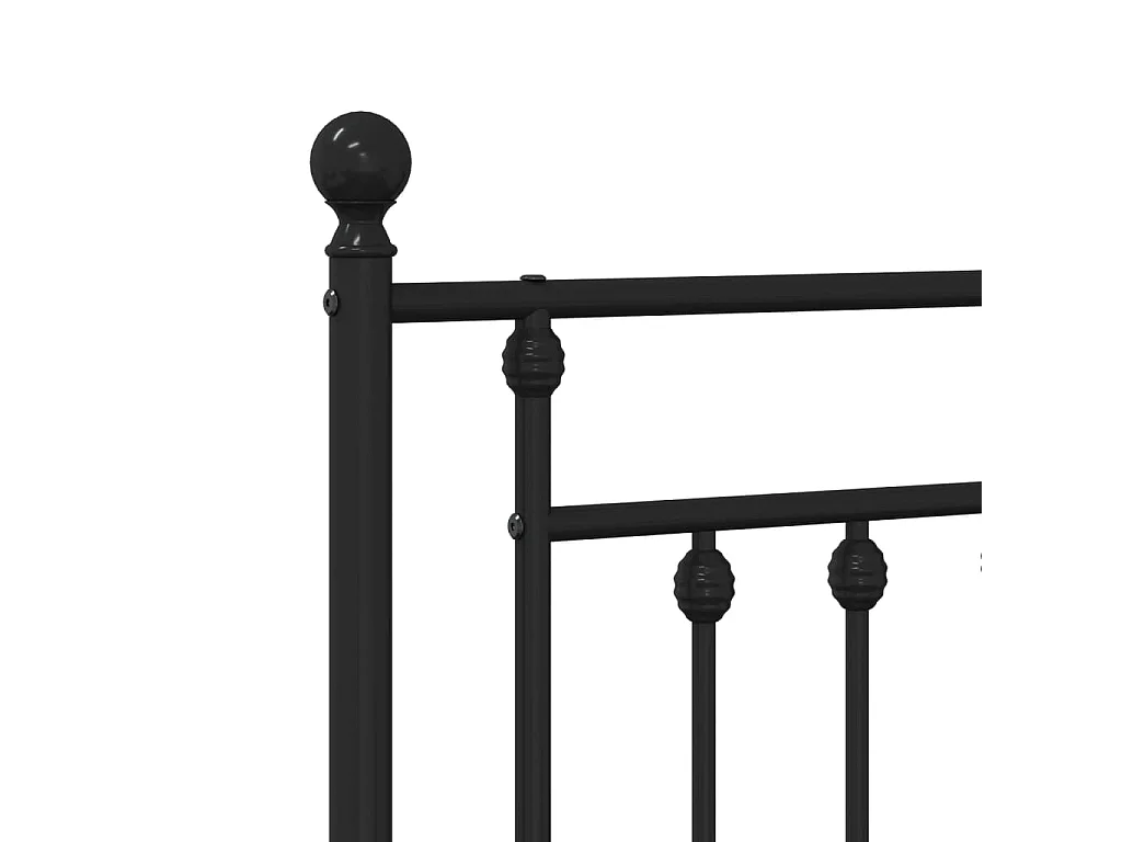 Cadre de lit métal sans matelas et tête de lit noir 180x200 cm