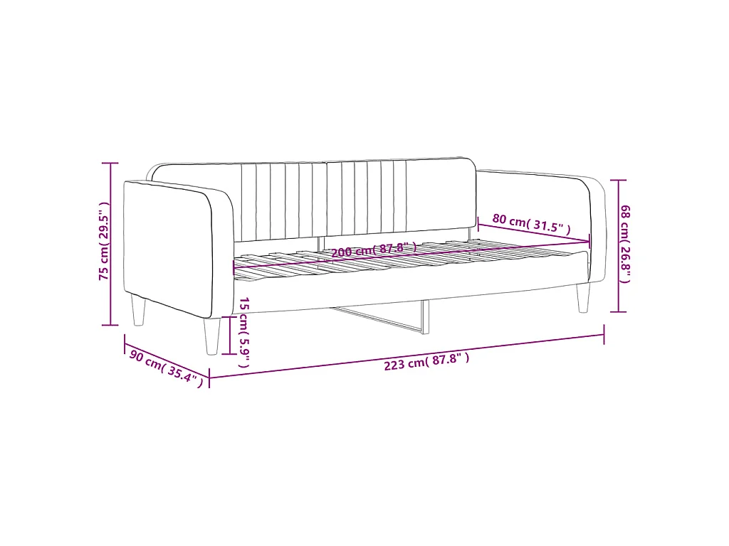 Slaapbank 80x200 cm fluweel roze