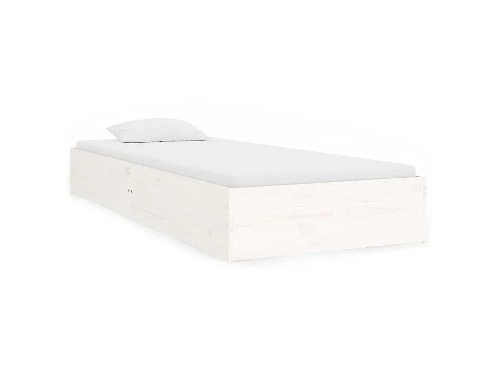 Cadre de lit sans matelas blanc bois massif 90x190 cm