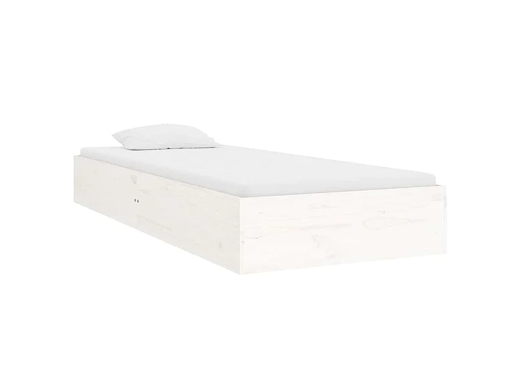 Cadre de lit sans matelas blanc bois massif 90x190 cm