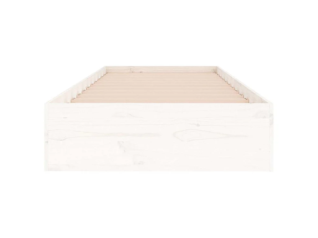 Cadre de lit sans matelas blanc bois massif 90x190 cm