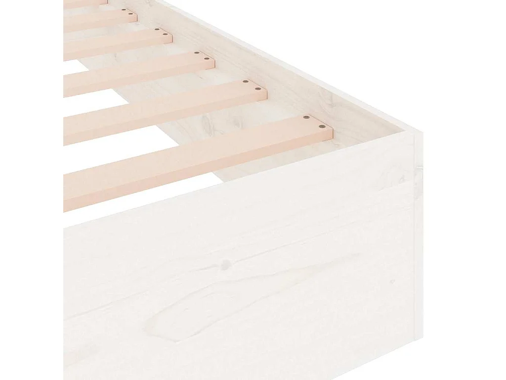 Cadre de lit sans matelas blanc bois massif 90x190 cm