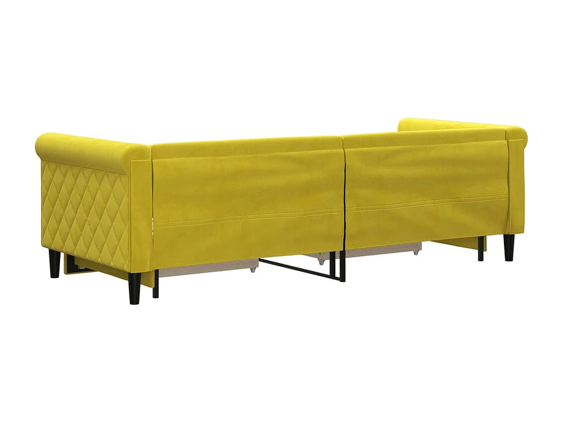 Slaapbank met onderschuifbed en lades 80x200 cm fluweel geel