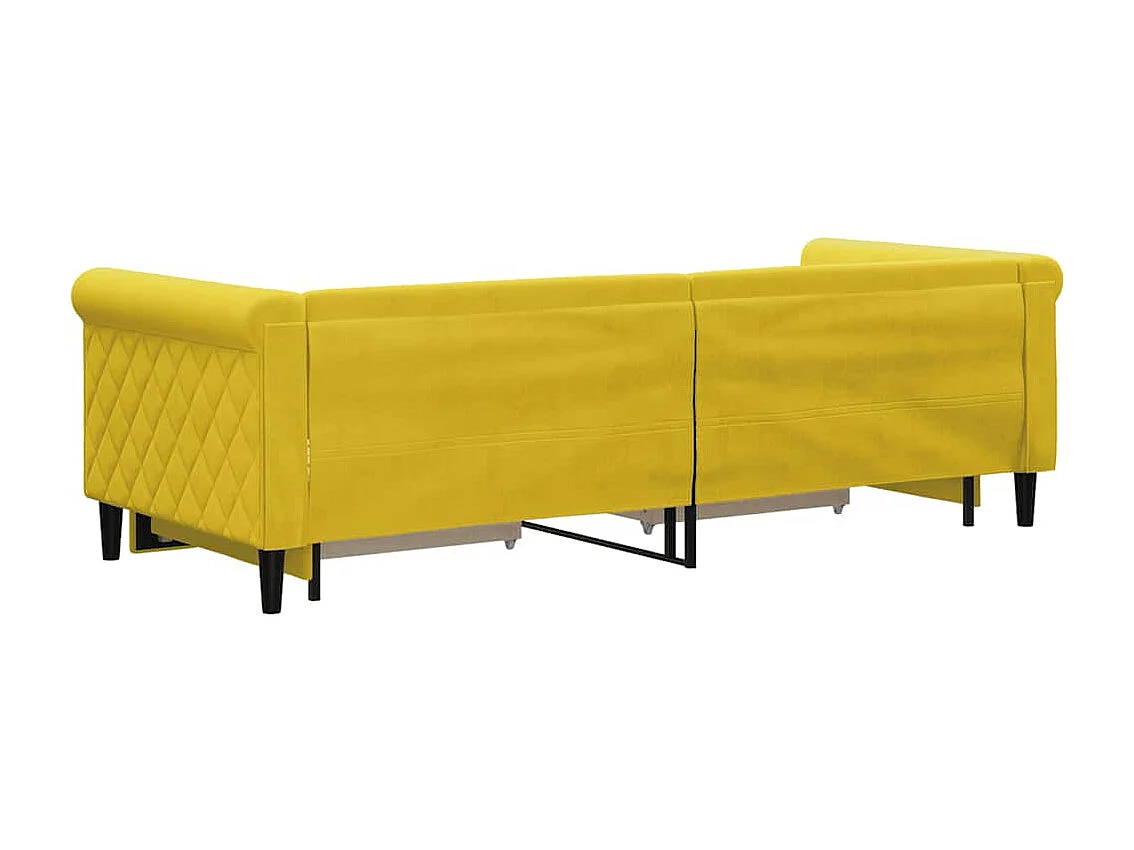 Divano Letto Estraibile con Cassetti Giallo 80x200cm in Velluto