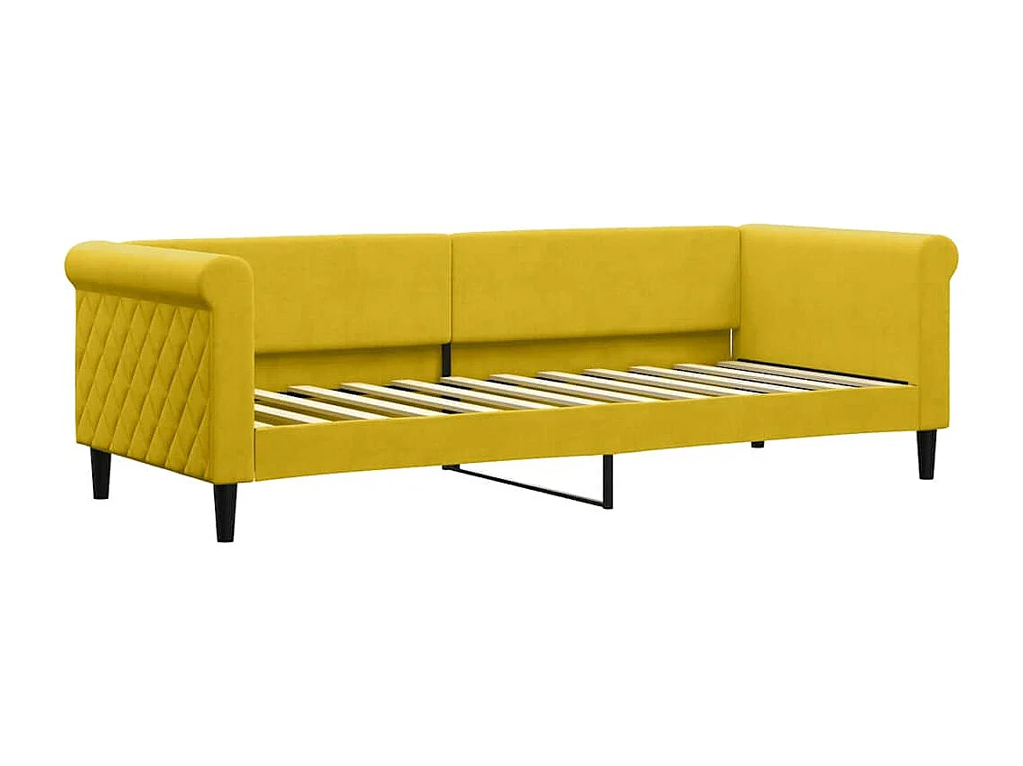 Divano Letto Estraibile con Cassetti Giallo 80x200cm in Velluto