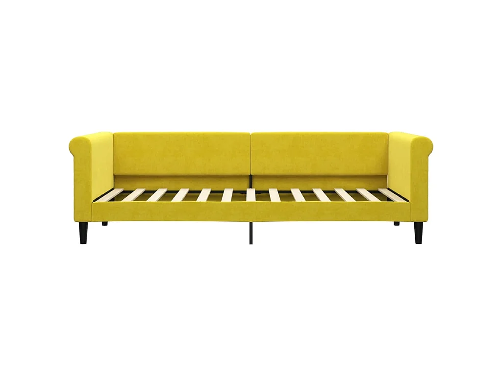 Lit de jour avec gigogne et tiroirs jaune 80x200 cm velours