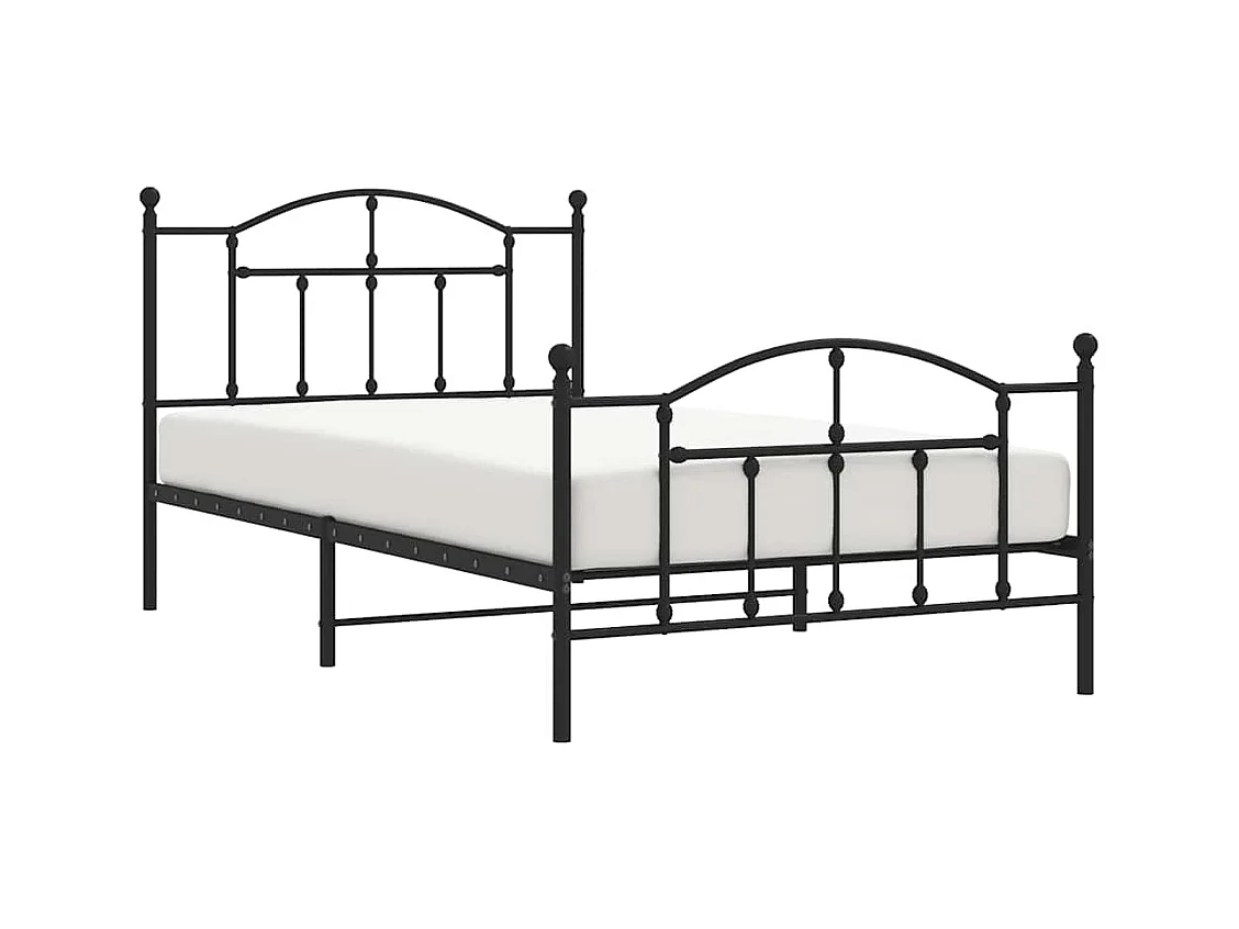 Cadre de lit métal sans matelas et pied de lit noir 100x200 cm