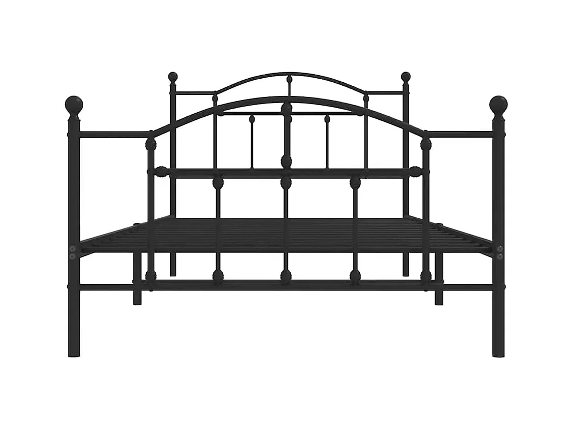 Cadre de lit métal sans matelas et pied de lit noir 100x200 cm