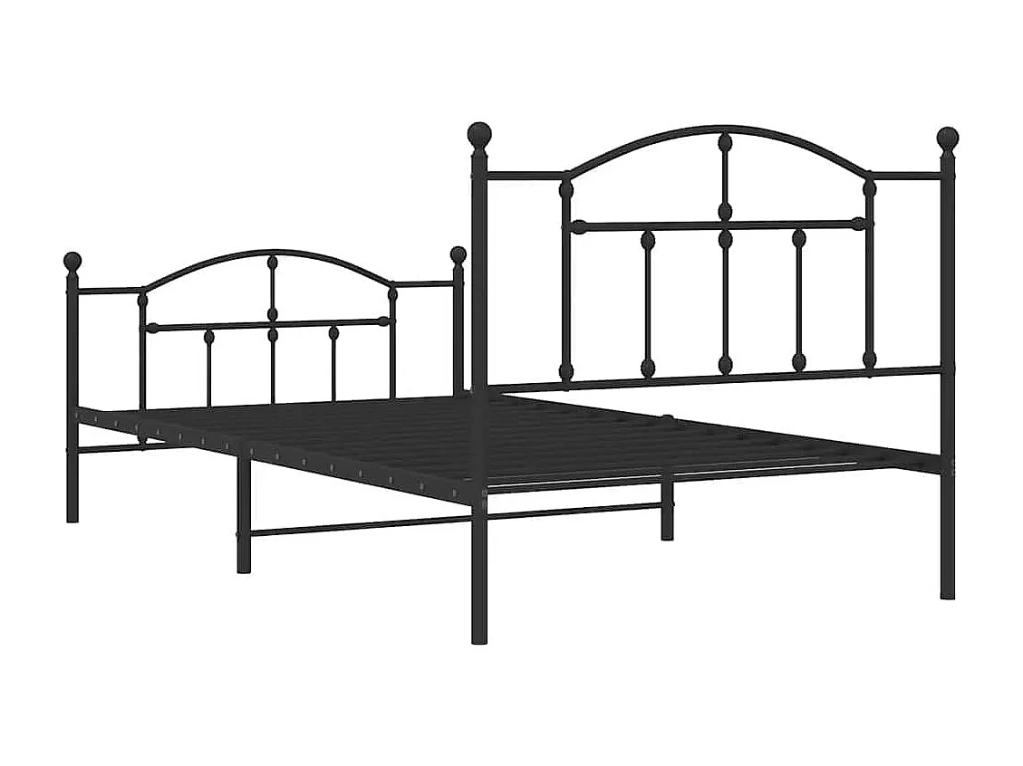 Cadre de lit métal sans matelas et pied de lit noir 100x200 cm
