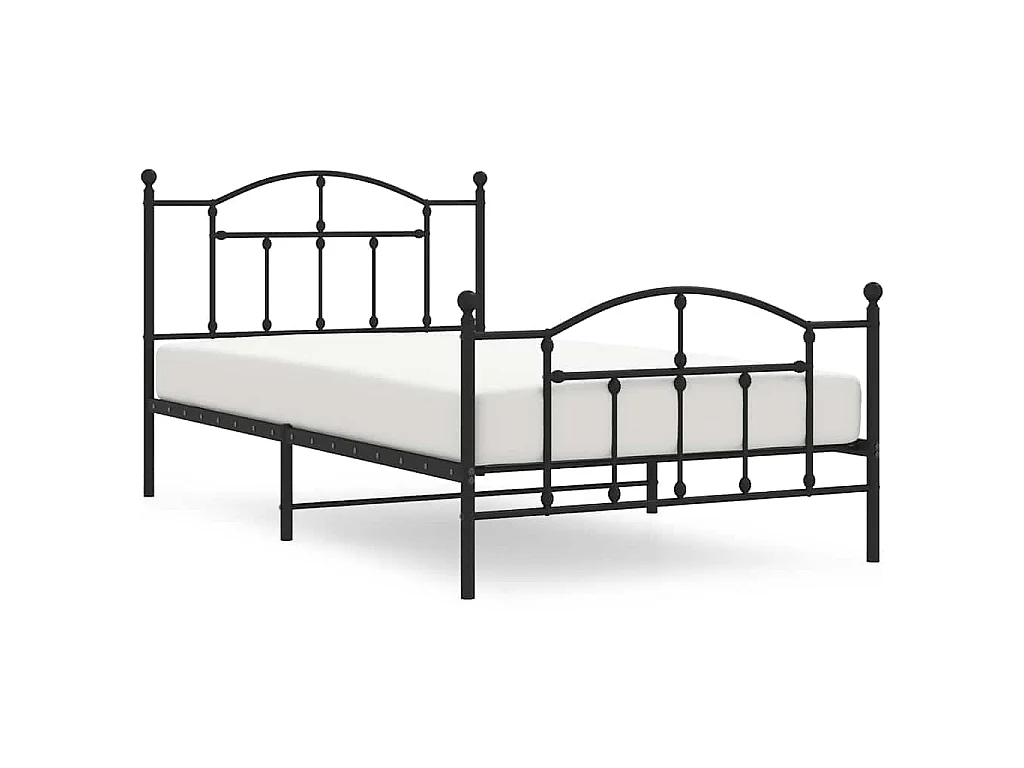 Cadre de lit métal sans matelas et pied de lit noir 100x200 cm