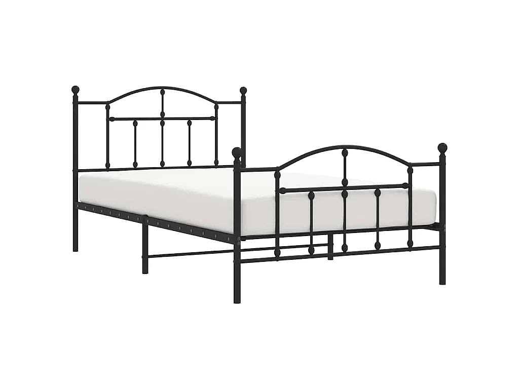 Cadre de lit métal sans matelas et pied de lit noir 100x200 cm