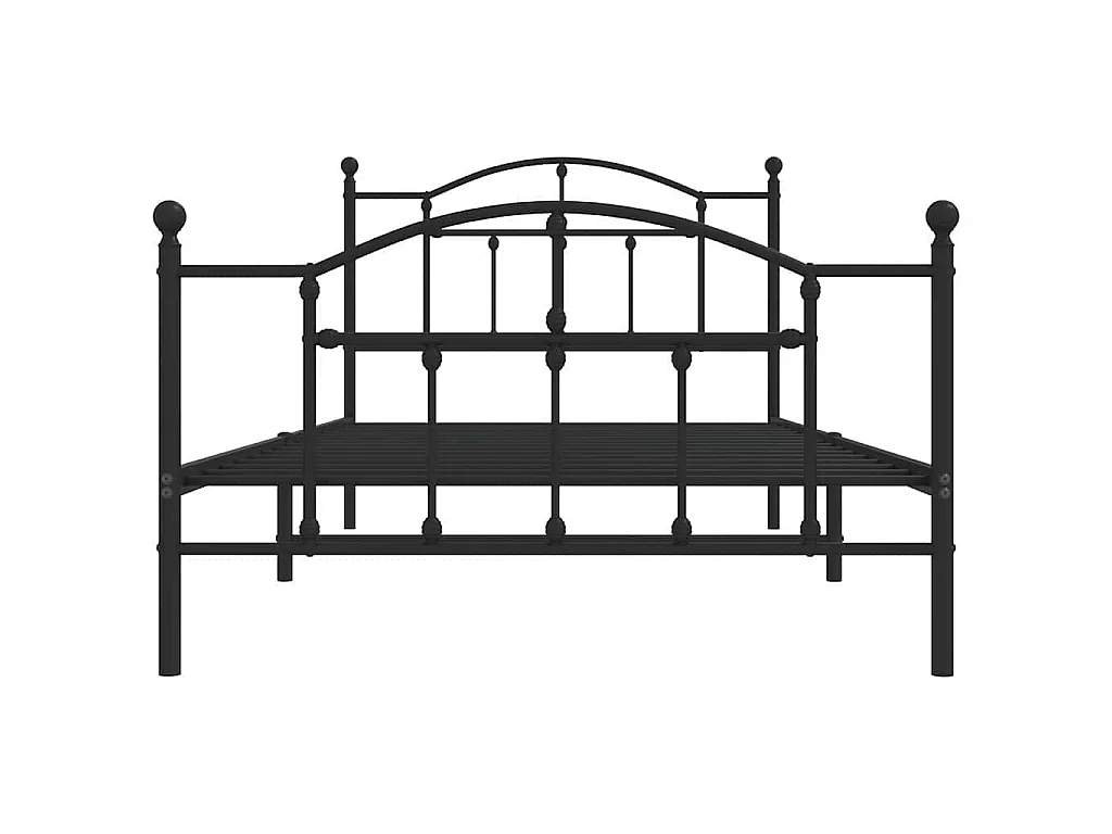 Cadre de lit métal sans matelas et pied de lit noir 100x200 cm