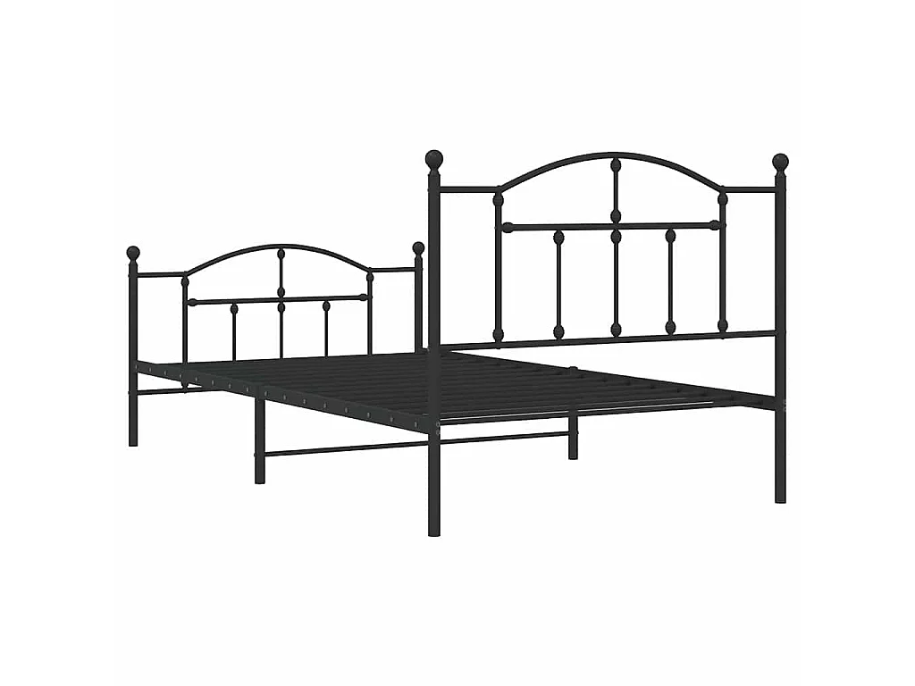 Cadre de lit métal sans matelas et pied de lit noir 100x200 cm