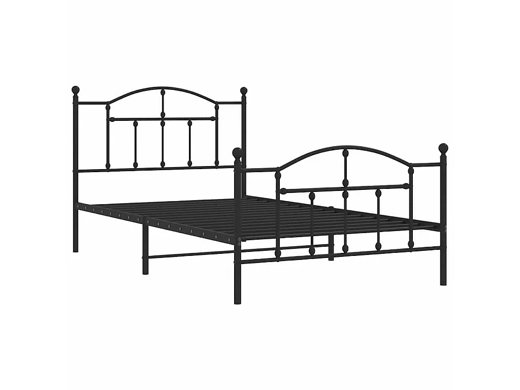 Cadre de lit métal sans matelas et pied de lit noir 100x200 cm
