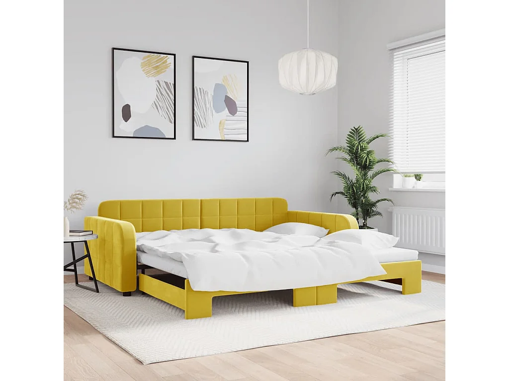 Sofá cama nido terciopelo amarillo 100x200 cm