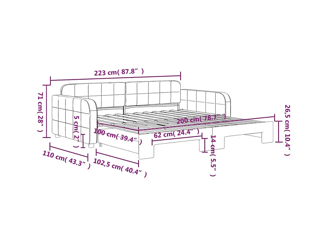 Tagesbett Ausziehbar Gelb 100x200 cm Samt
