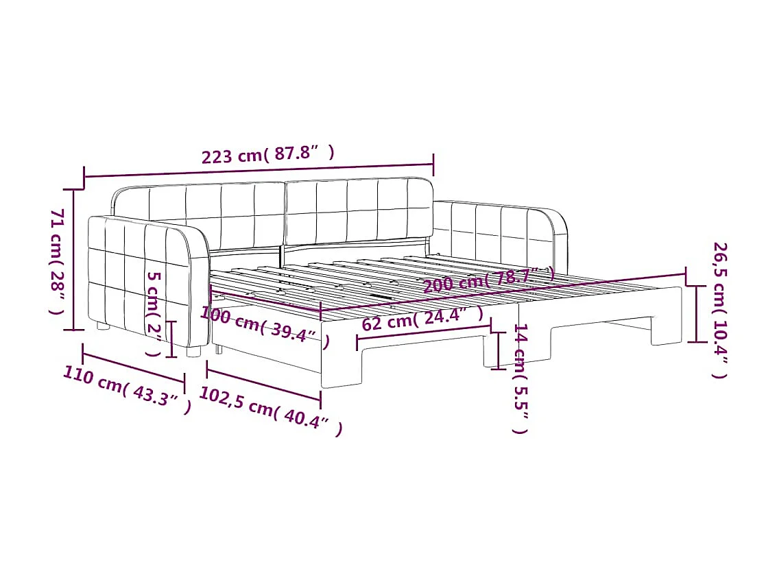 Tagesbett Ausziehbar Gelb 100x200 cm Samt