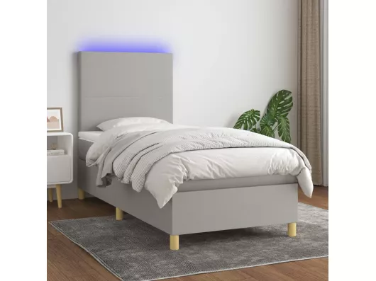 Kauf Unique Boxspringbett mit Matratze & LED Hellgrau 80x200 cm Stoff