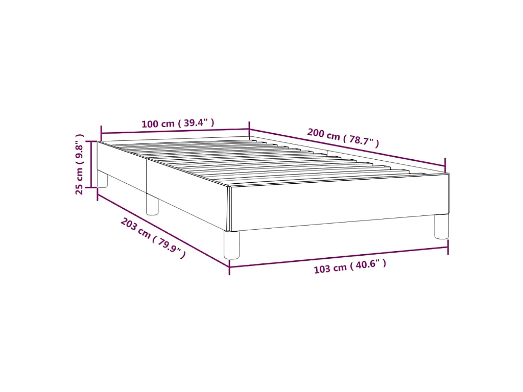 Cadre de lit sans matelas marron foncé 100x200 cm tissu