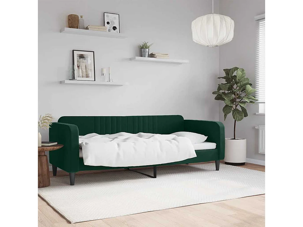 Slaapbank 80x200 cm fluweel donkergroen