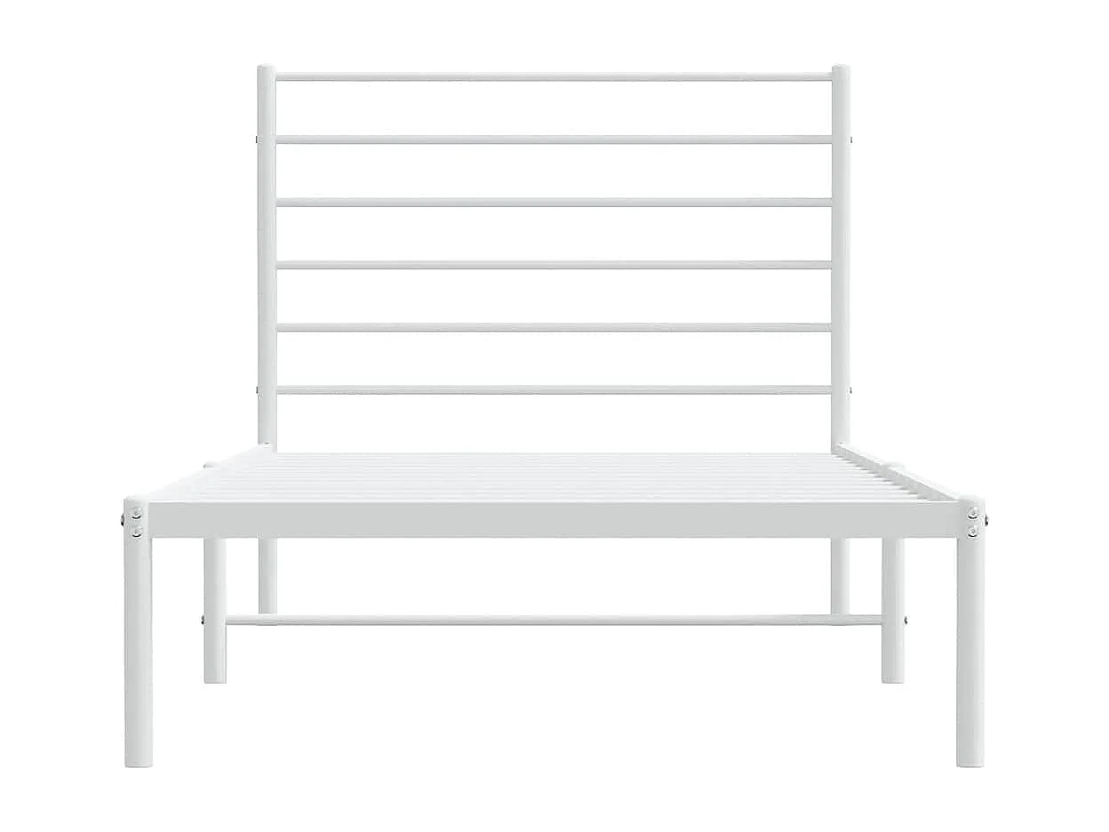 Cadre de lit métal sans matelas et tête de lit blanc 100x200 cm