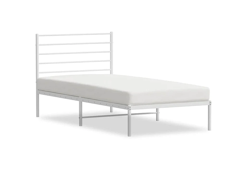 Cadre de lit métal sans matelas et tête de lit blanc 100x200 cm