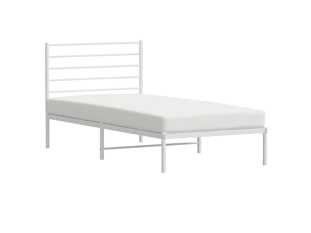 Cadre de lit métal sans matelas et tête de lit blanc 100x200 cm