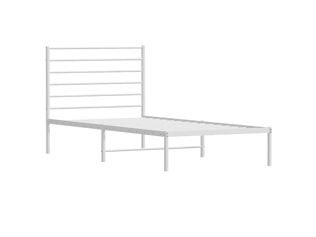 Cadre de lit métal sans matelas et tête de lit blanc 100x200 cm