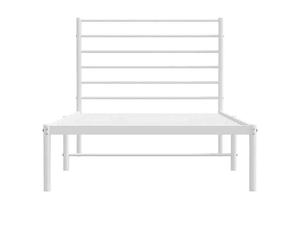 Cadre de lit métal sans matelas et tête de lit blanc 100x200 cm