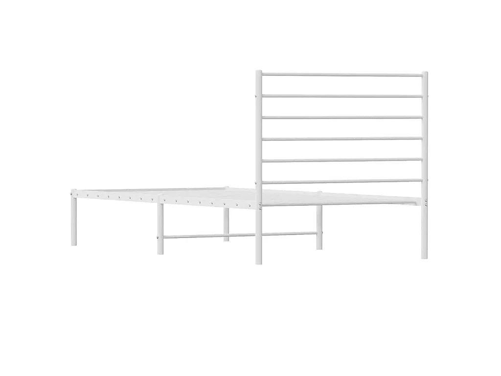 Cadre de lit métal sans matelas et tête de lit blanc 100x200 cm