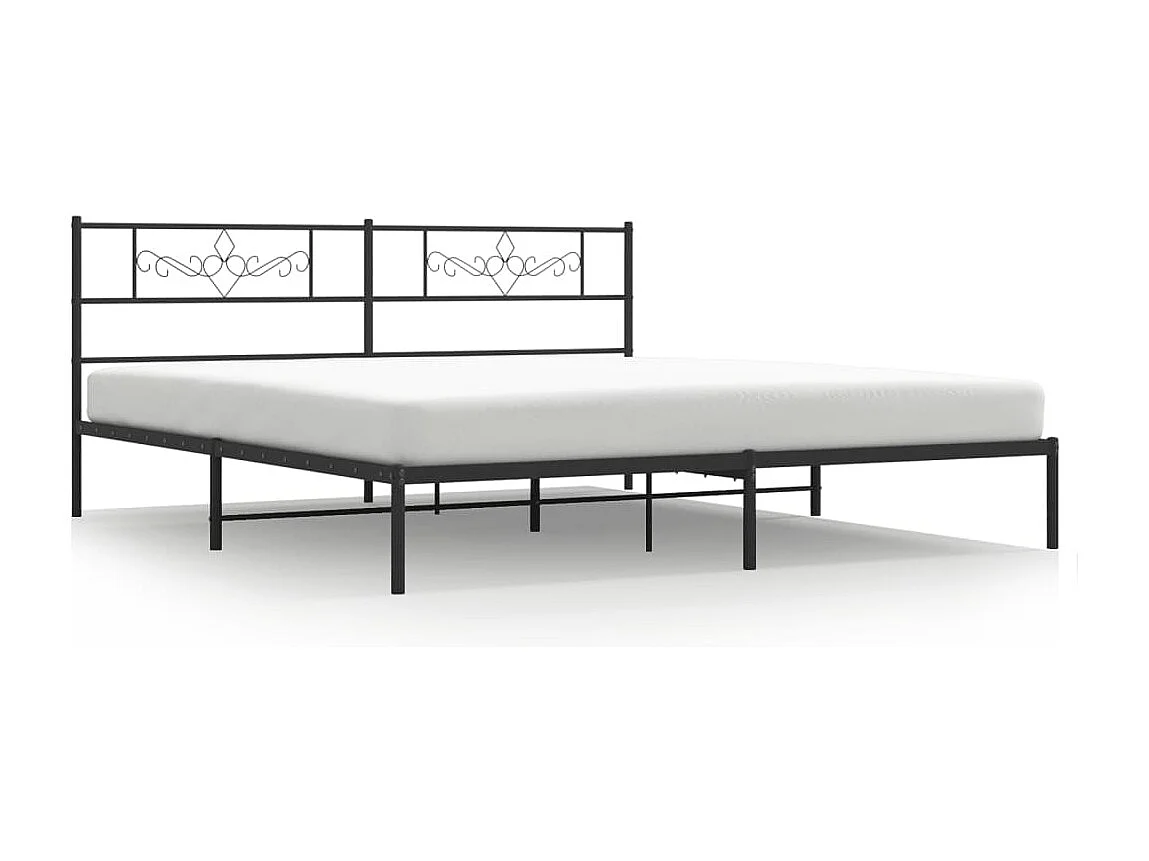 Estrutura de cama com cabeceira 200x200 cm metal preto