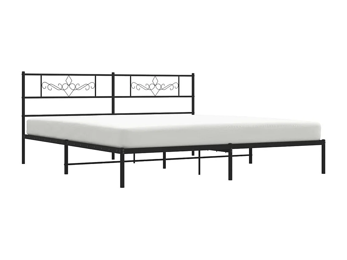 Estrutura de cama com cabeceira 200x200 cm metal preto