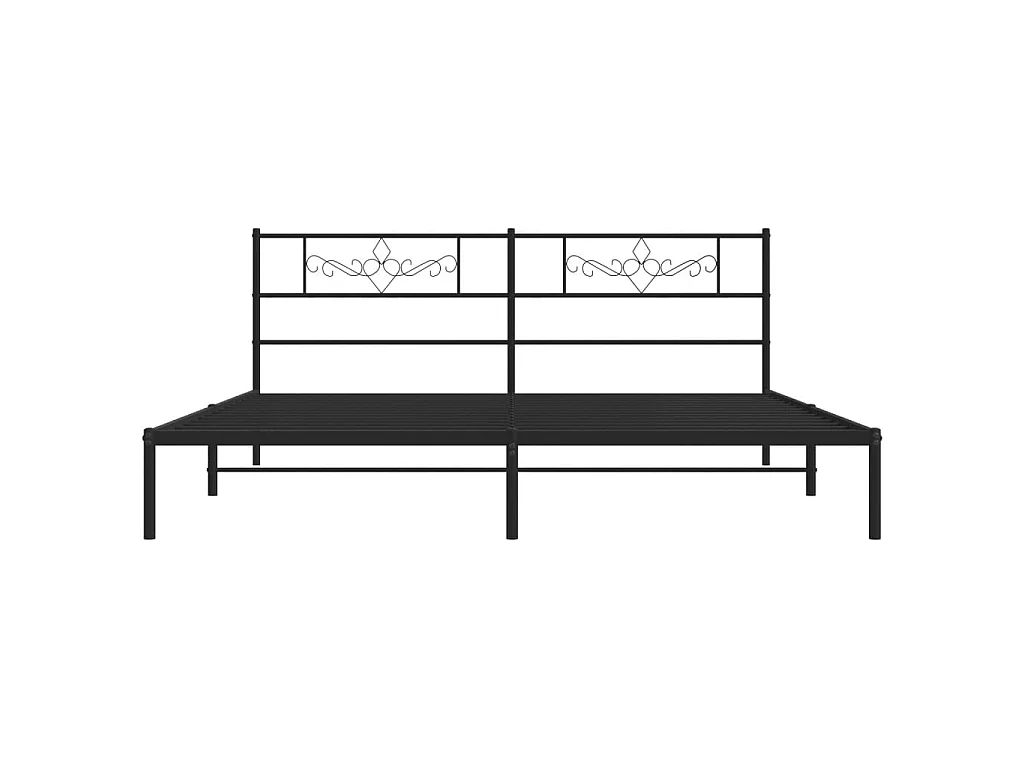 Cadre de lit métal sans matelas avec tête de lit noir 200x200cm