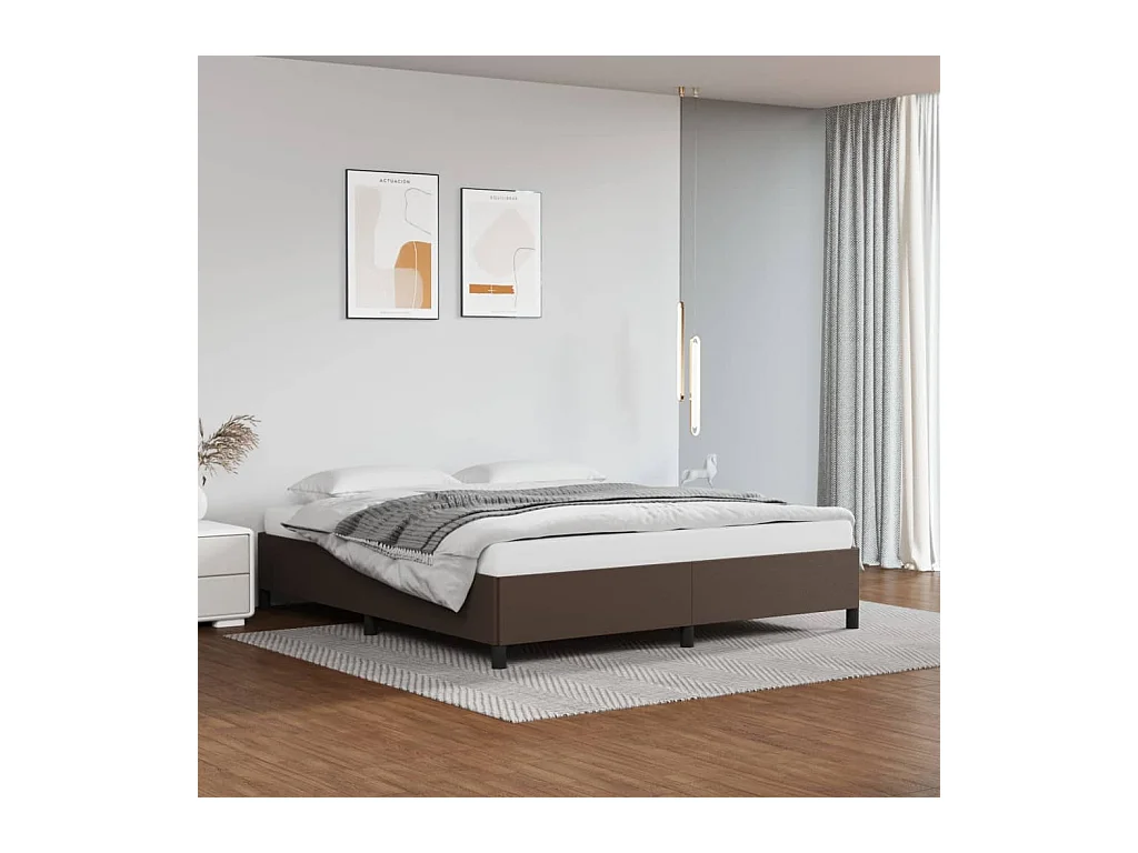 Cadre de lit sans matelas marron 160x200 cm similicuir