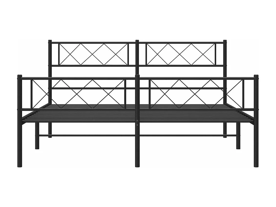 Cadre de lit métal sans matelas avec pied de lit noir 140x190cm