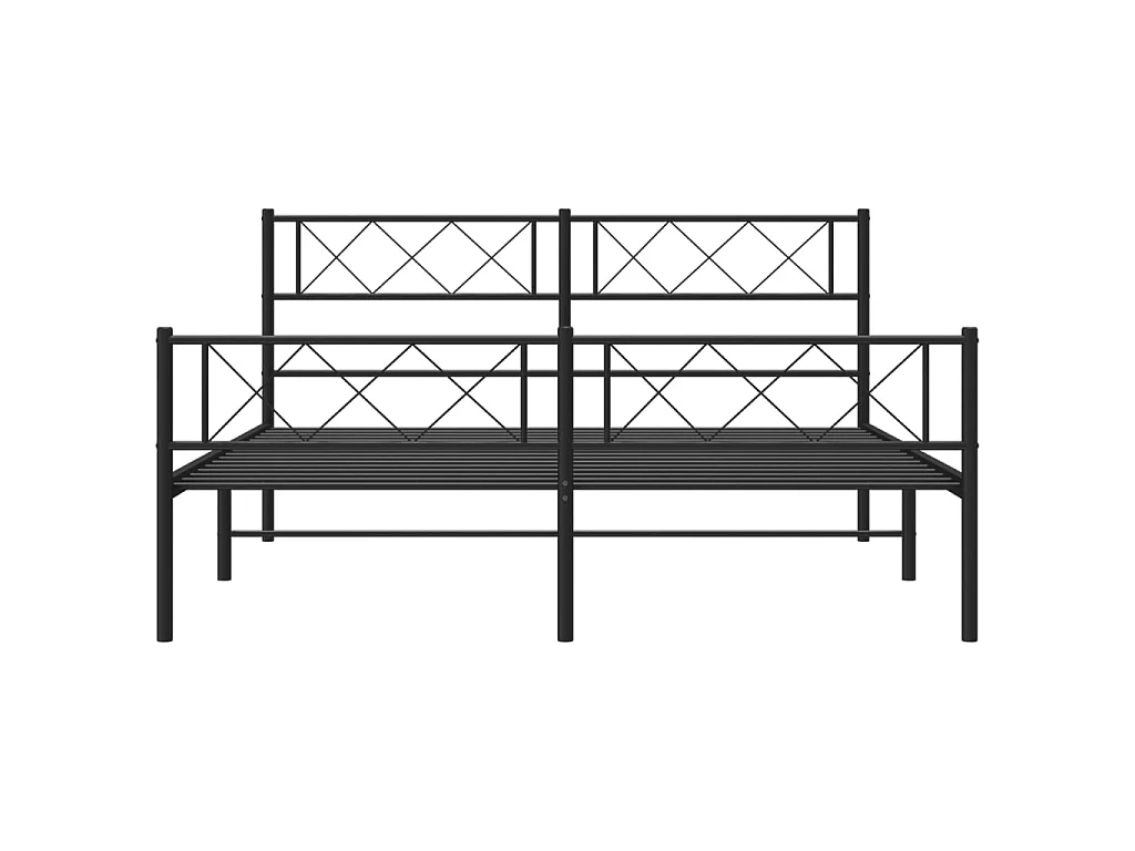 Bedframe met hoofd- en voeteneinde metaal zwart 140x190 cm