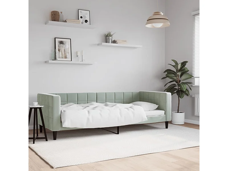 Sofá-cama 80x200 cm veludo cinzento-claro