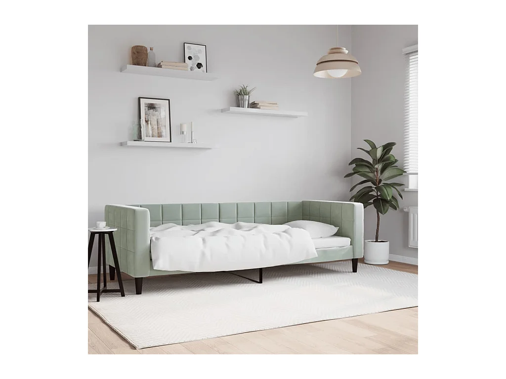 Lit de repos sans matelas gris clair 80x200 cm velours