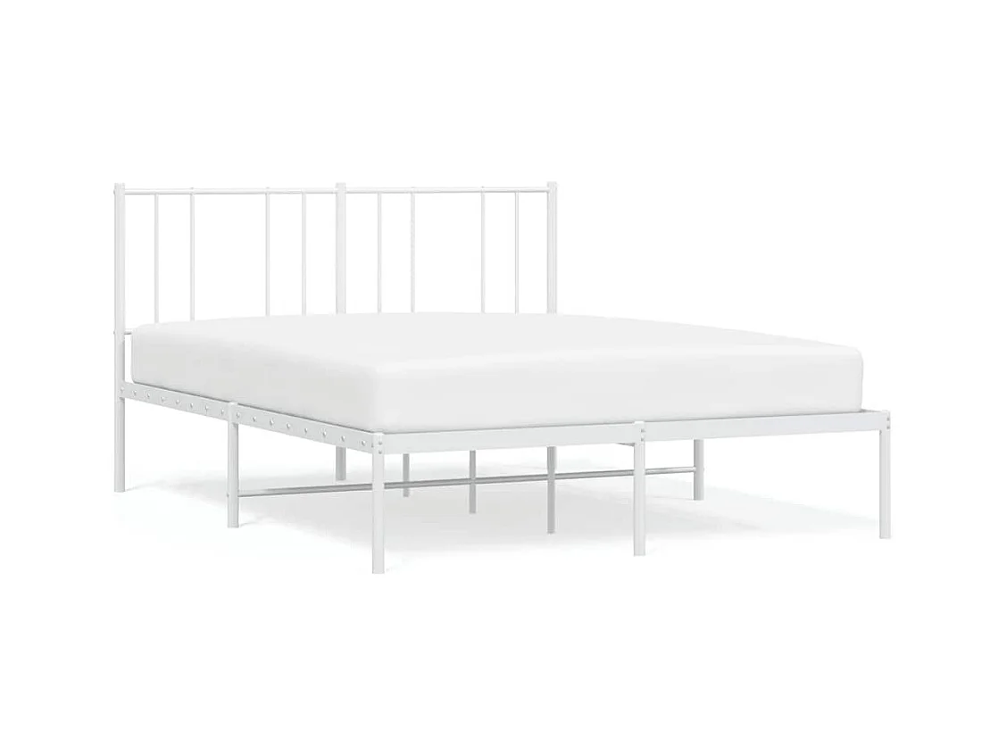 Cadre de lit métal sans matelas et tête de lit blanc 150x200 cm