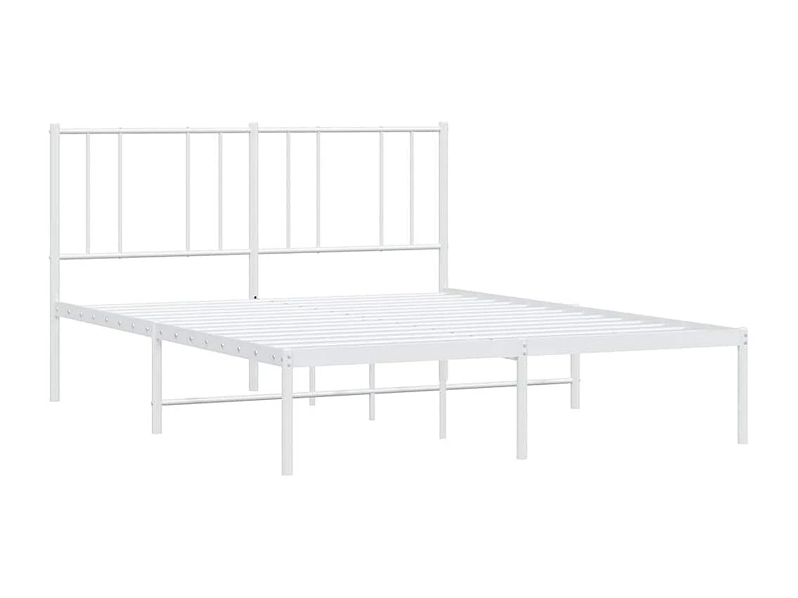 Cadre de lit métal sans matelas et tête de lit blanc 150x200 cm