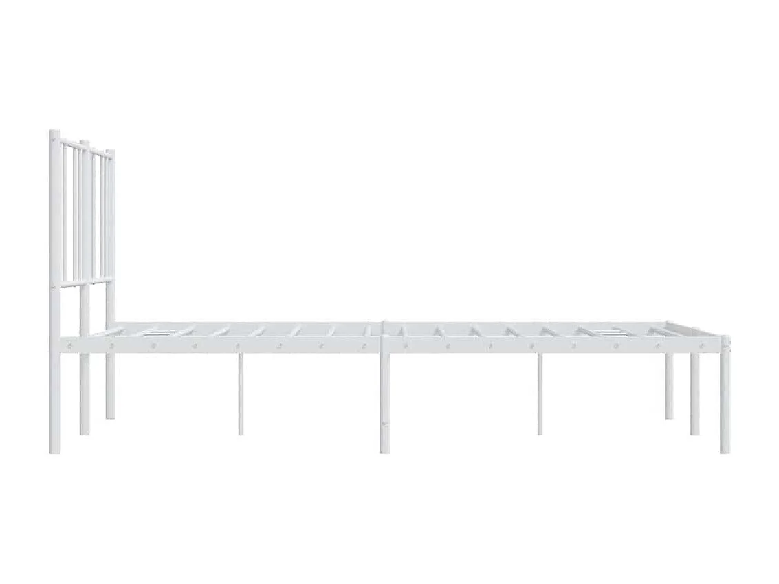 Cadre de lit métal sans matelas et tête de lit blanc 150x200 cm