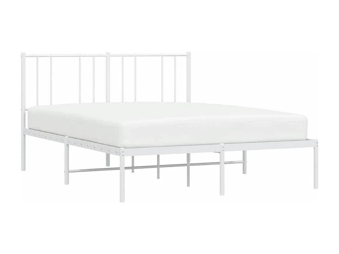 Cadre de lit métal sans matelas et tête de lit blanc 150x200 cm