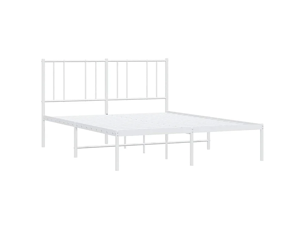 Cadre de lit métal sans matelas et tête de lit blanc 150x200 cm