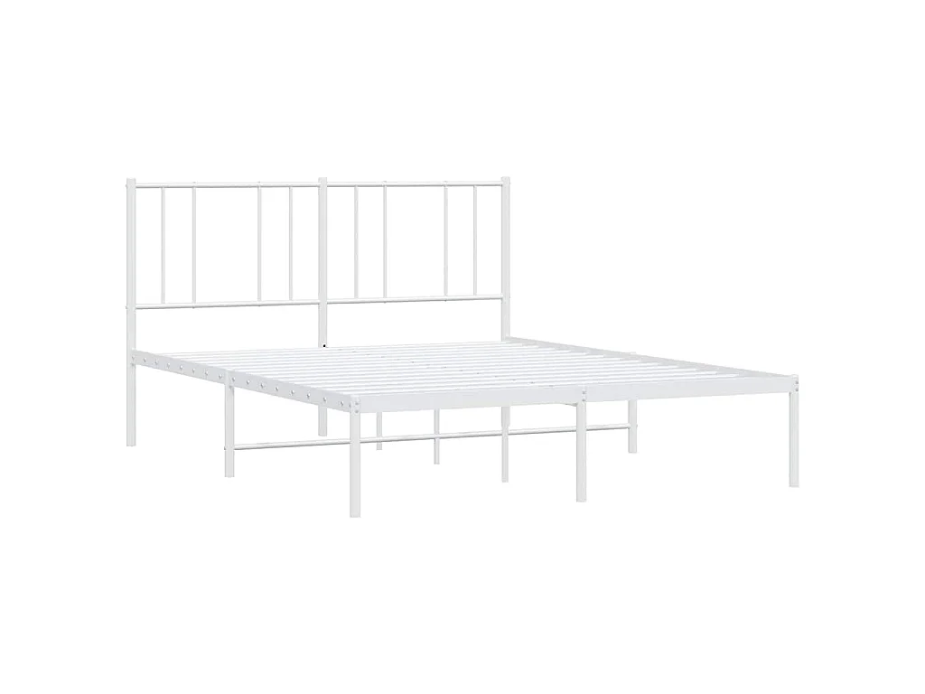 Cadre de lit métal sans matelas et tête de lit blanc 150x200 cm